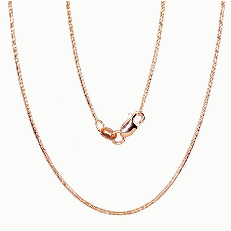 Sudraba ķēdīte Čūskiņa 1 mm 2400085(PAu-R), Sudrabs 925°, sarkanais zelts (pārklājums)