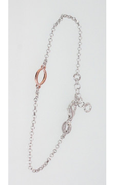 Silver bracelet 2600284(PRh-Gr+PAu-R), Silver 925°, red gold (Plating)/, Rhodium (Plating)