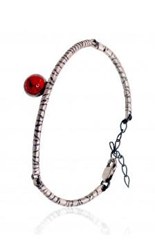 Silver bracelet 2600290(Matt+POx-MattBk)_COX, Silver 925°, oxide (Plating), Coral (Imitation)