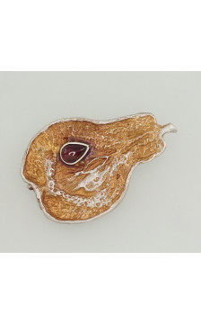 Silver brooch 2920088(Matt+POx-MattY)_GR-2, Silver 925°, oxide (Plating), Garnet