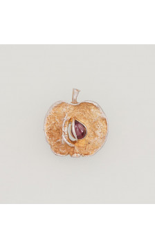 Silver brooch 2920139(Matt+POx-MattY)_GR-2, Silver 925°, oxide (Plating), Garnet