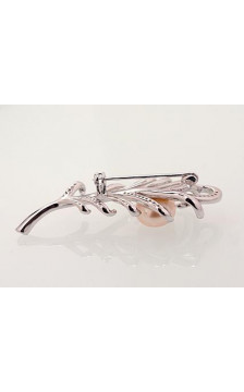 Silver brooch 2920176(PRh-Gr)_CZ+PE-PI, Silver 925°, Rhodium (Plating), Zirkons , Fresh-water Pearl