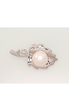 Silver brooch 2920177(PRh-Gr)_PE, Silver 925°, Rhodium (Plating), Fresh-water Pearl