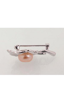 Silver brooch 2920177(PRh-Gr)_PE-PI, Silver 925°, Rhodium (Plating), Fresh-water Pearl