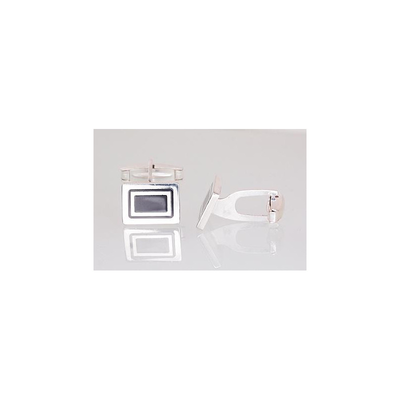 Silver cufflinks 2940032_ML-BK, Silver 925°, Jewelery enamel