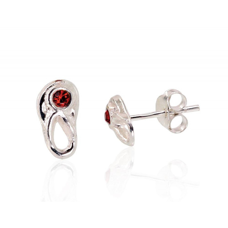Silver stud earrings 2203300(POx-Bk)_CZ-R, Silver 925°, oxide (Plating), Zirkons