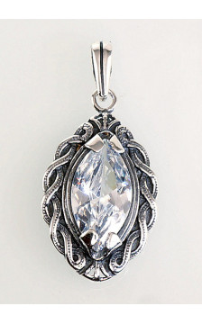 Sidabrinis pakabukas 2300688(POx-Bk)_CZ, Sidabras 925°, oksidas (padengti), Cirkonai