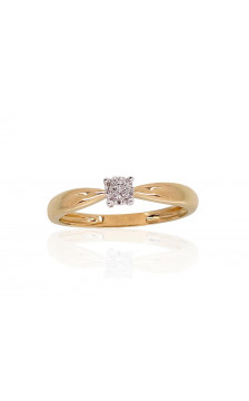 Gold ring 1100187(Au-Y+PRh-W)_DI, Yellow Gold 585°, Rhodium (Plating) , Diamonds