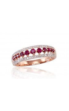 Gold ring 1100189(Au-R+PRh-W)_DI+RB, Red Gold 585°, Rhodium (Plating) , Diamonds , Ruby