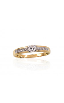 Gold ring 1100190(Au-Y+PRh-W)_DI, Yellow Gold 585°, Rhodium (Plating) , Diamonds