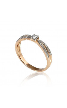 Gold ring 1100191(Au-R+PRh-W)_DI, Red Gold 585°, Rhodium (Plating) , Diamonds