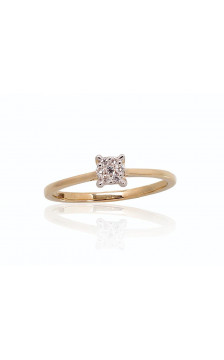 Gold ring 1100288(Au-Y+PRh-W)_DI, Yellow Gold 585°, Rhodium (Plating) , Diamonds