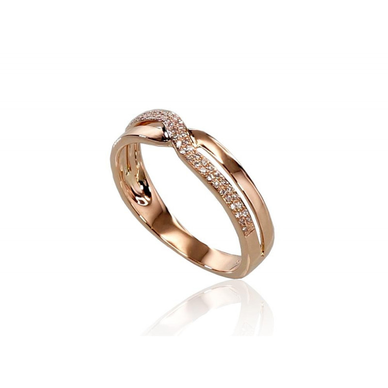 Gold ring 1100293(Au-R)_DI, Red Gold 585°, Diamonds