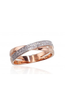 Gold ring 1100411(Au-R+PRh-W)_DI, Red Gold 585°, Rhodium (Plating) , Diamonds
