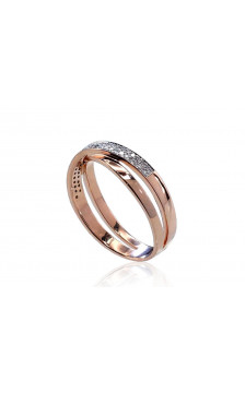 Gold ring 1100411(Au-R+PRh-W)_DI, Red Gold 585°, Rhodium (Plating) , Diamonds