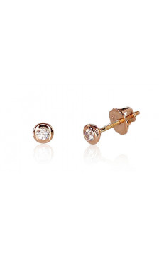 Gold screw studs earrings 1200511(Au-R)_DI, Red Gold 585°, Diamonds