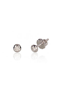 Gold screw studs earrings 1200511(Au-W)_DI, White Gold 585°, Diamonds