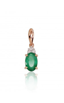 Gold pendant 1300177(Au-R+PRh-W)_DI+EM, Red Gold 585°, Rhodium (Plating) , Diamonds , Emerald