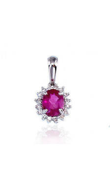 Gold pendant 1300178(Au-W)_DI+RB, White Gold 585°, Diamonds , Ruby