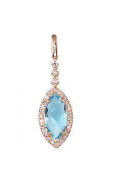 Gold pendant 1300202(Au-R)_DI+TZLB, Red Gold 585°, Diamonds , Sky Blue Topaz