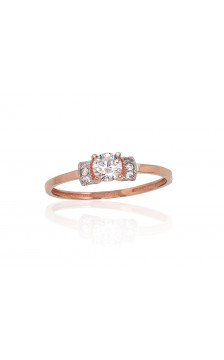 Zelta gredzens 1100889(Au-R+PRh-W)_CZ, Sarkanais Zelts 585°, rodijs (pārklājums) , Cirkoni