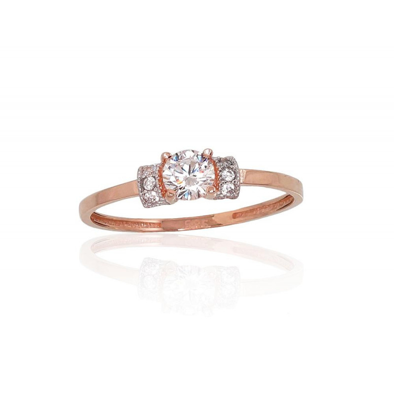 Zelta gredzens 1100889(Au-R+PRh-W)_CZ, Sarkanais Zelts 585°, rodijs (pārklājums) , Cirkoni