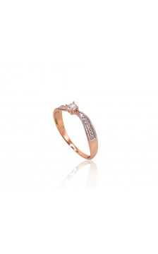 Kuldsõrmus 1100891(Au-R+PRh-W)_CZ, Punane Kuld 585°, roodium (kate) , Tsirkonid