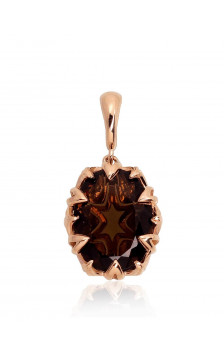 Gold pendant 1300793(Au-R)_KZSMSN, Red Gold 585°, Smoky Quarz (synt.)