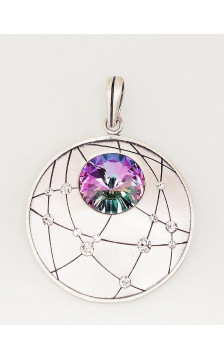 Silver pendant 2301535(Matt+POx-MattBk)_SV+SV-MIXV, Silver	925°, oxide (Plating), Swarovski crystals