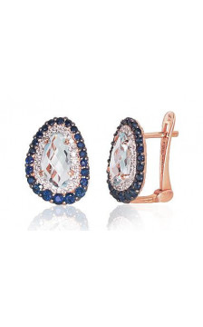 Zelta auskari ar 'angļu' slēdzēju 1200502(Au-R+PRh-W+PRh-Bk)_DI+SA+TZLB, Sarkanais Zelts 585°, rodijs (pārklājums) ,