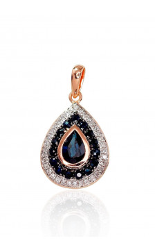 Gold pendant 1300412(Au-R+PRh-W+PRh-Bk)_DI+SA, Red Gold 585°, Rhodium (Plating) , Diamonds , Sapphire