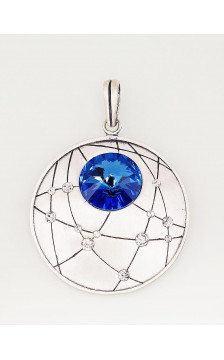 Sidabrinis pakabukas 2301535(Matt+POx-MattBk)_SV+SV-B, Sidabras 925°, oksidas (padengti), Kristalai