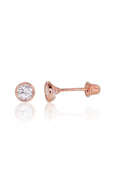 Gold screw studs earrings 1200017(Au-R)_CZ, Red Gold 585°, Zirkons