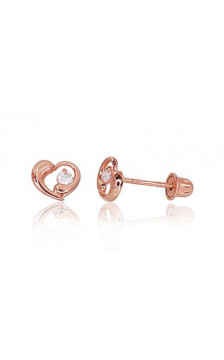 Gold screw studs earrings 1200038(Au-R)_CZ, Red Gold 585°, Zirkons