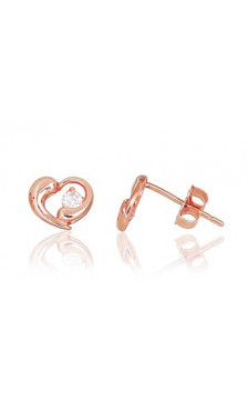 Gold classic studs earrings 1200074(Au-R)_CZ, Red Gold 585°, Zirkons