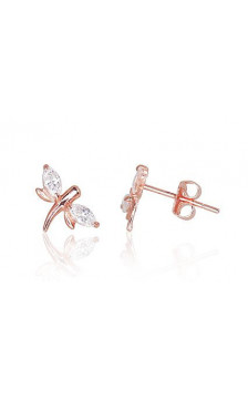 Gold classic studs earrings 1200083(Au-R)_CZ, Red Gold 585°, Zirkons