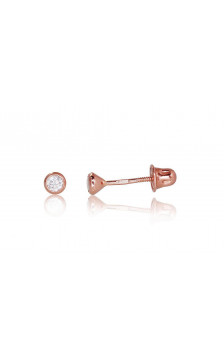 Gold screw studs earrings 1200488(Au-R)_CZ, Red Gold 585°, Zirkons