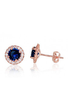 Gold classic studs earrings 1201042(Au-R)_CZ+CZ-B, Red Gold 585°, Zirkons