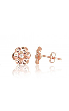 Gold classic studs earrings 1201117(Au-R)_CZ, Red Gold 585°, Zirkons
