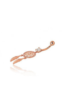 Gold piercing for navel 1930058(Au-R)_CZ, Red Gold 585°, Zirkons