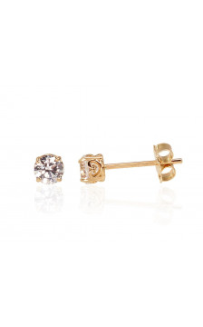 Gold classic studs earrings 1200485(Au-Y)_CZ, Yellow Gold 585°, Zirkons