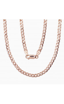 Silver chain Flat Curb 3.8 mm , diamond cut 2400102(PAu-R), Silver 925°, red gold (Plating)