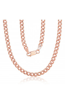 Silver chain Curb 4 mm 2400141(PAu-R), Silver 925°, red gold (Plating)