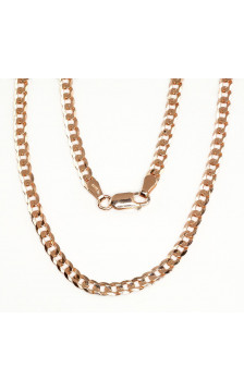 Silver chain Curb 3.9 mm , diamond cut 2400070(PAu-R), Silver 925°, red gold (Plating)