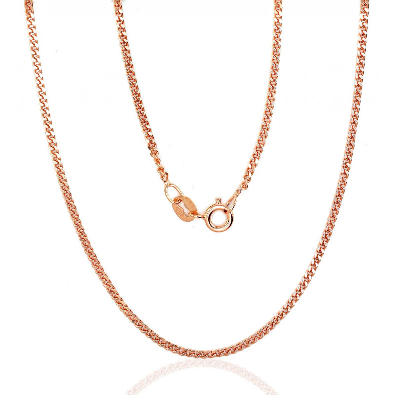 Sudraba ķēdīte Kartjē 2 mm , dimantu apstrādājums 2400136(PAu-R), Sudrabs 925°, sarkanais zelts (pārklājums)