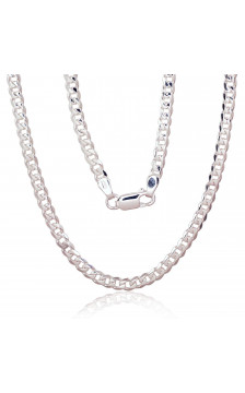 Silver chain Curb 4 mm , diamond cut 2400140, Silver 925°